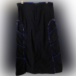 RARE Y2K MacGirl long blue Cyber Goth skirt Rave Club Kid hidden pocket size XL